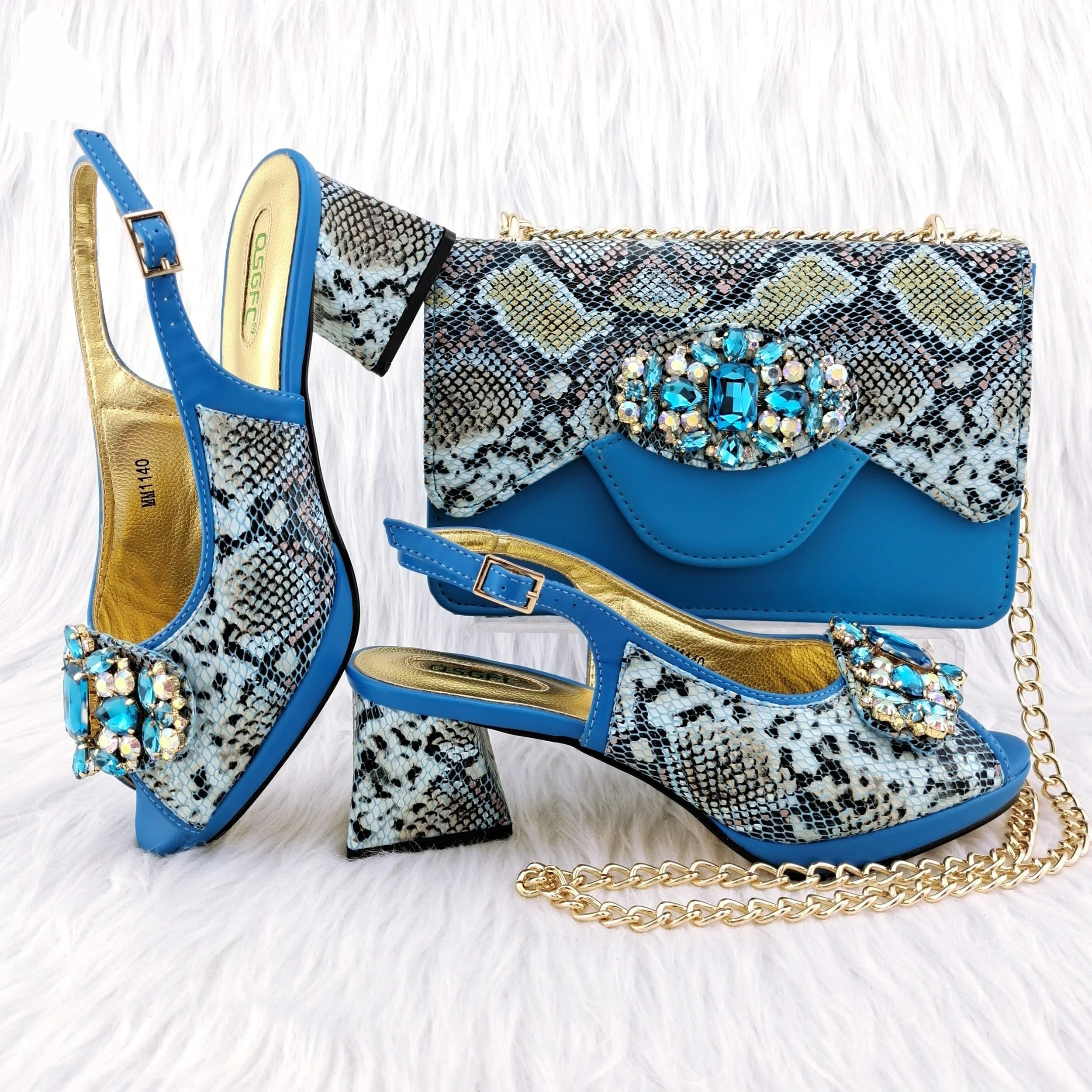 Hnzxzm New Arrivals Classic Design Stitching Style Shoes And Three-Dimensional Bag Big Diamond Decoration Noble Shoes With Bag