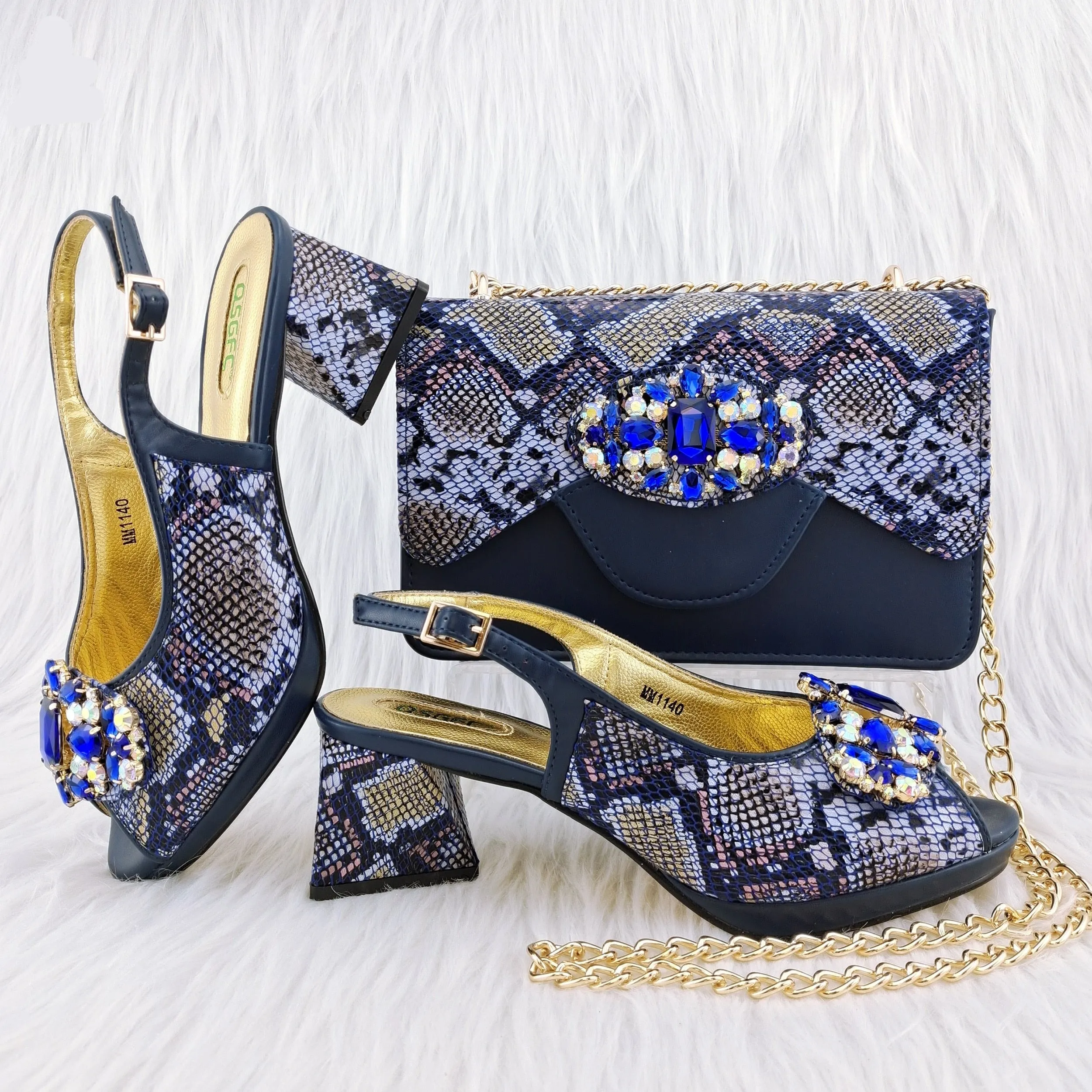 Hnzxzm New Arrivals Classic Design Stitching Style Shoes And Three-Dimensional Bag Big Diamond Decoration Noble Shoes With Bag