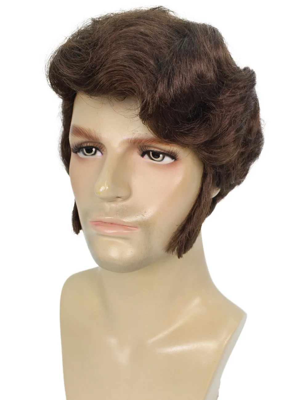 HPO Adult Men's Halloween Baroque Brown Renaissance Wig with Long Side Burns