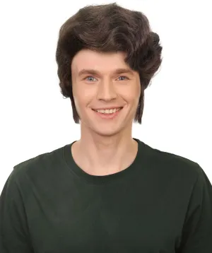 HPO Adult Men's Halloween Baroque Brown Renaissance Wig with Long Side Burns
