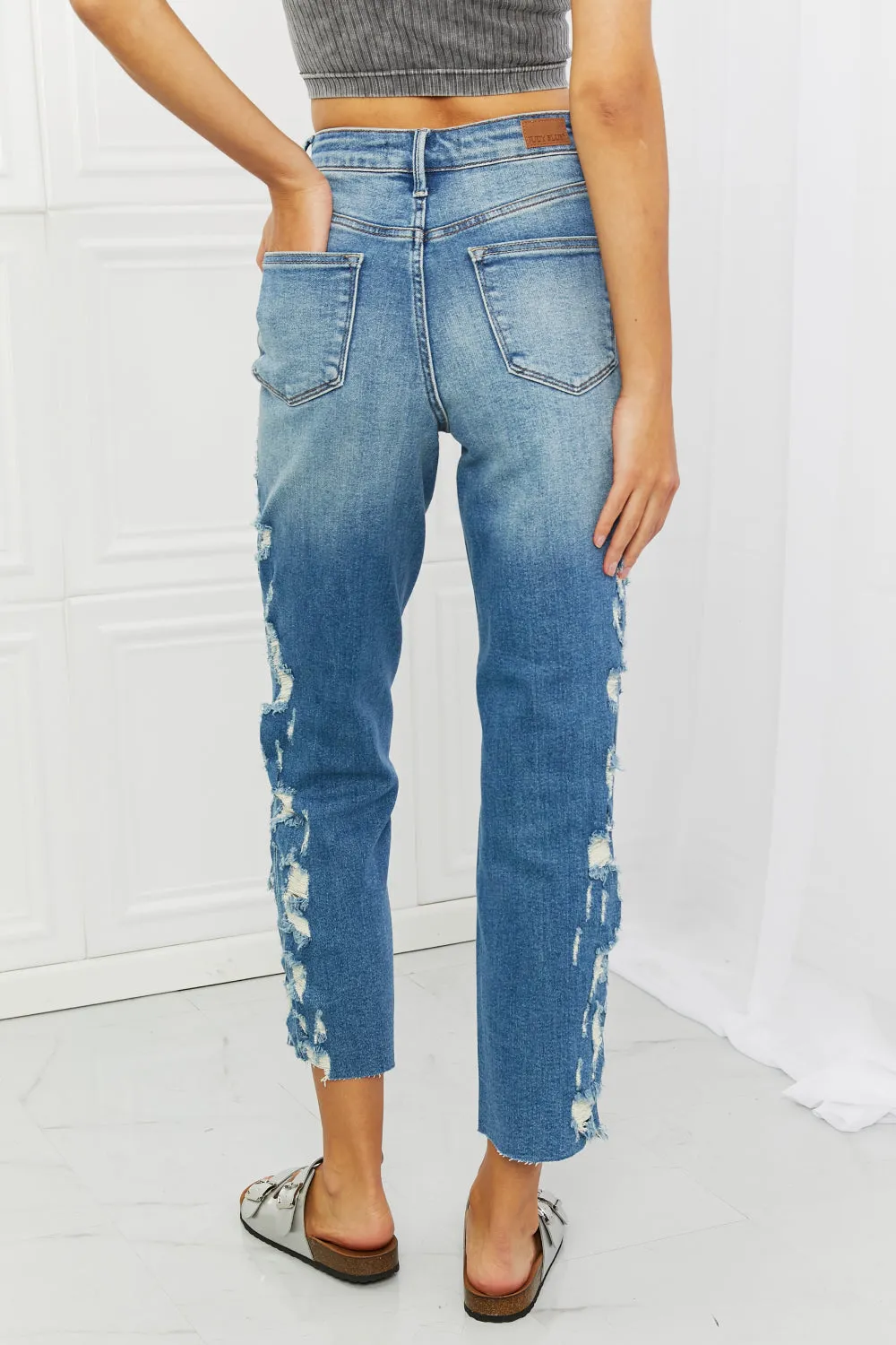 JB-Laila Straight Leg Distressed Jeans