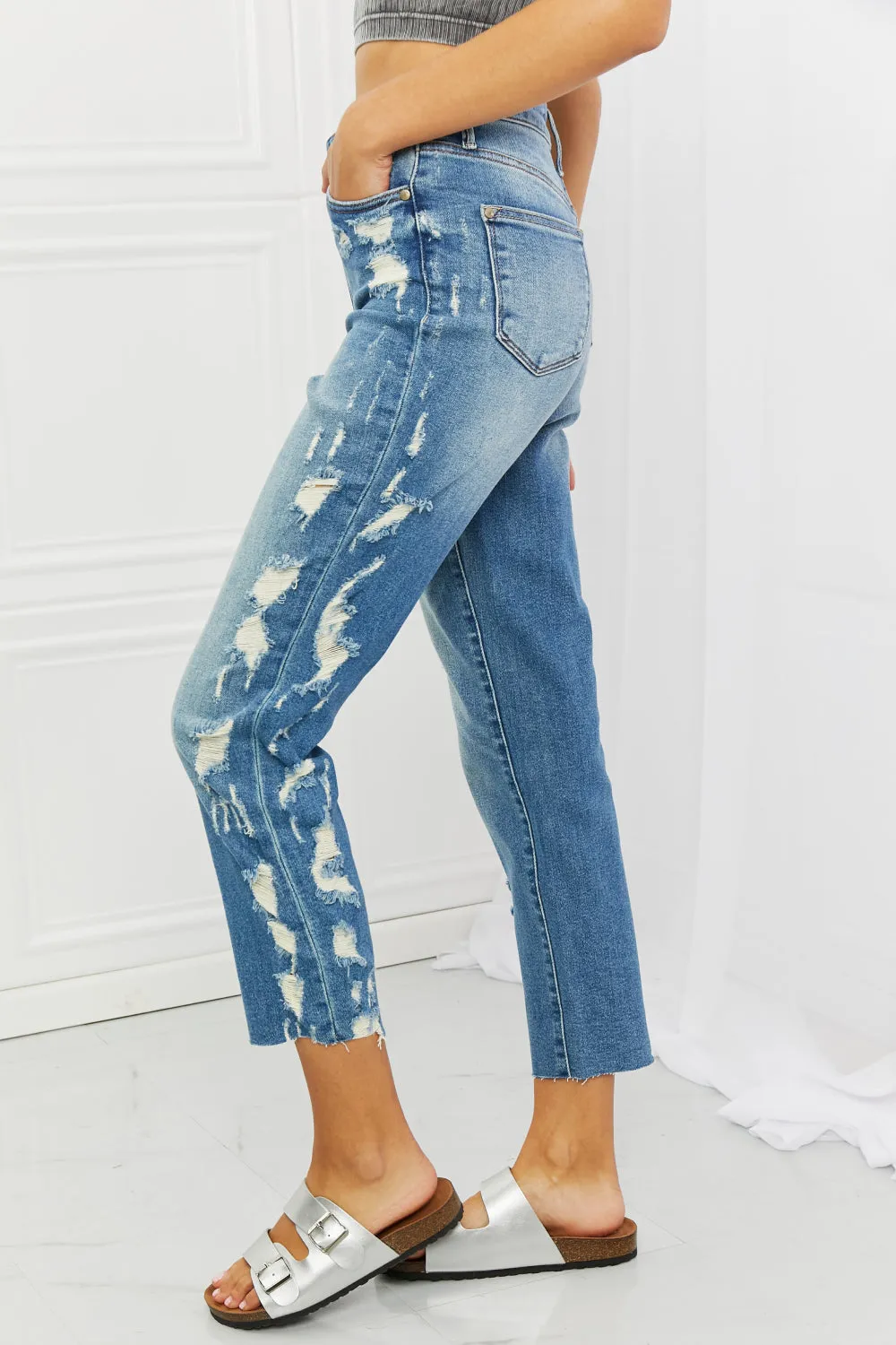 JB-Laila Straight Leg Distressed Jeans