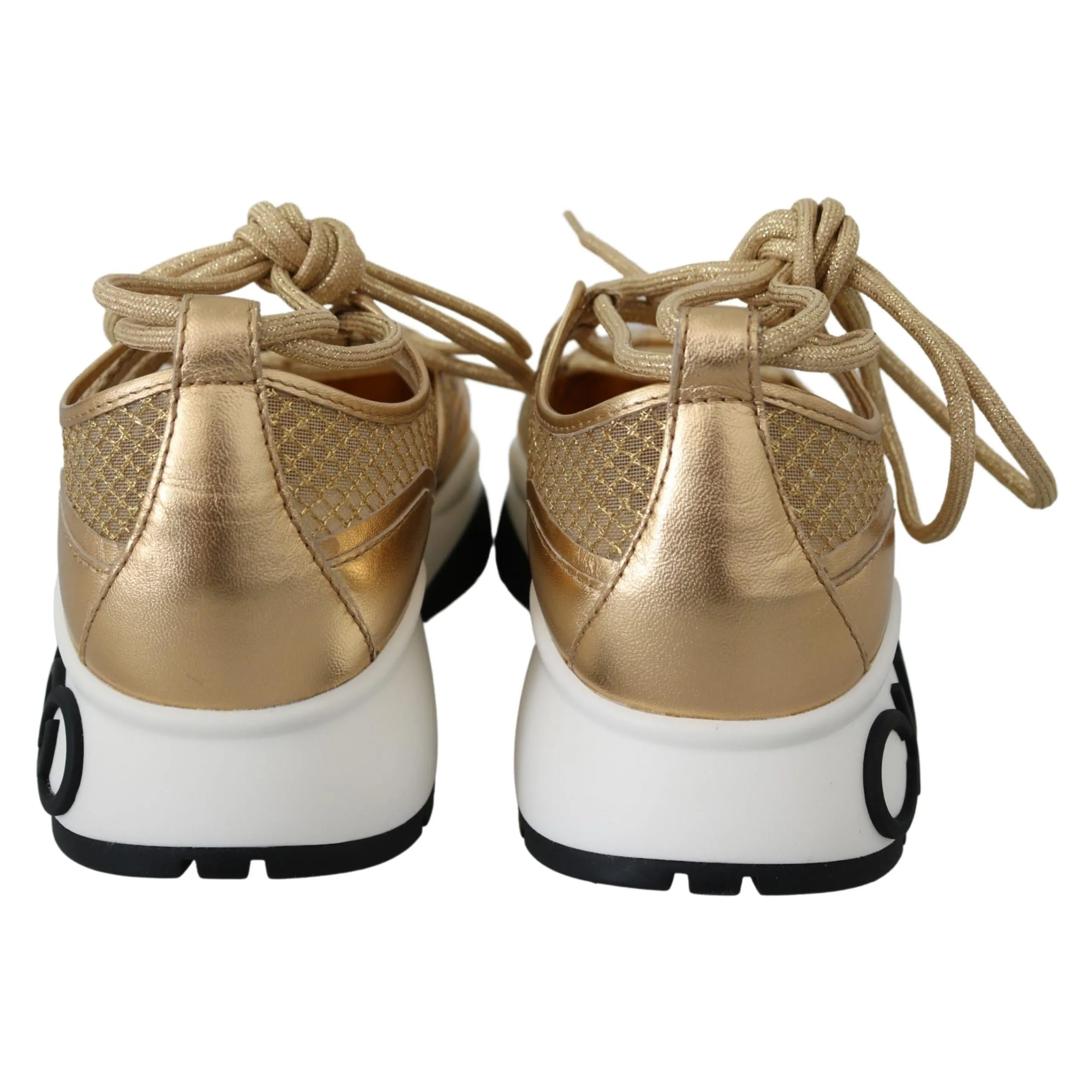 Jimmy Choo Golden Glamour Mesh Leather Sneakers