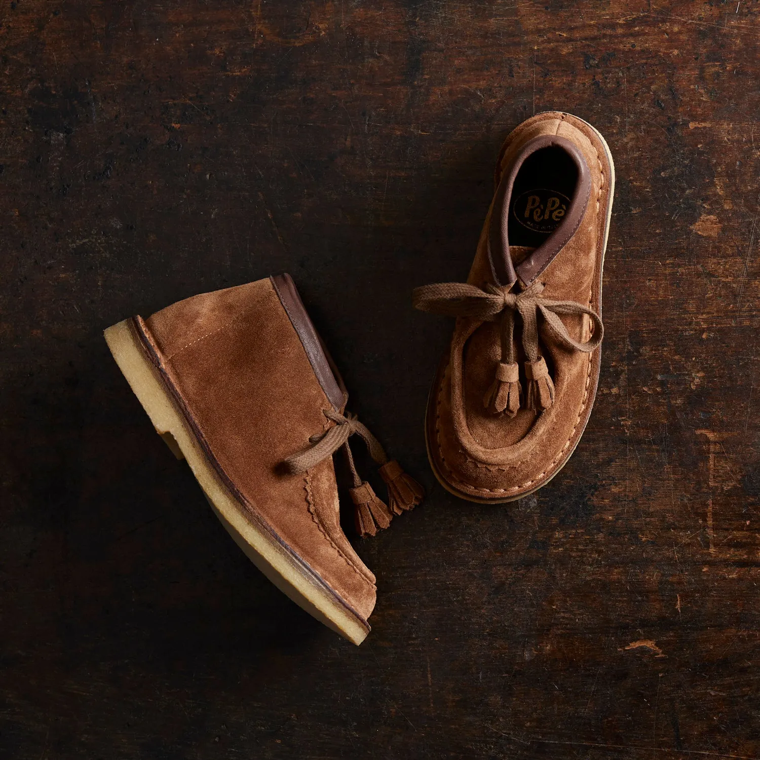 Kids Suede Lace Up Ankle Boots - Brown
