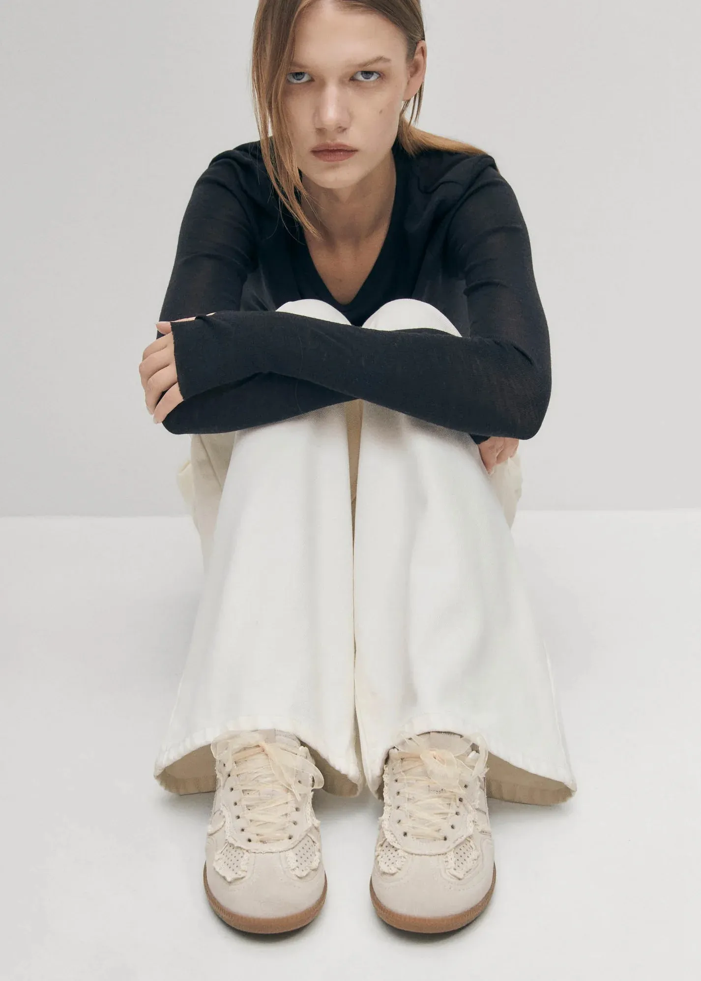 Leather Sneakers - Crochet Cream