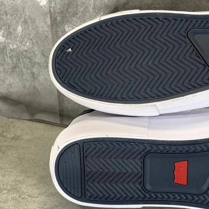 LEVI'S Men's White/Navy Munro NM Faux-Leather Retro Low-Top Lace-Up Sneaker SZ10