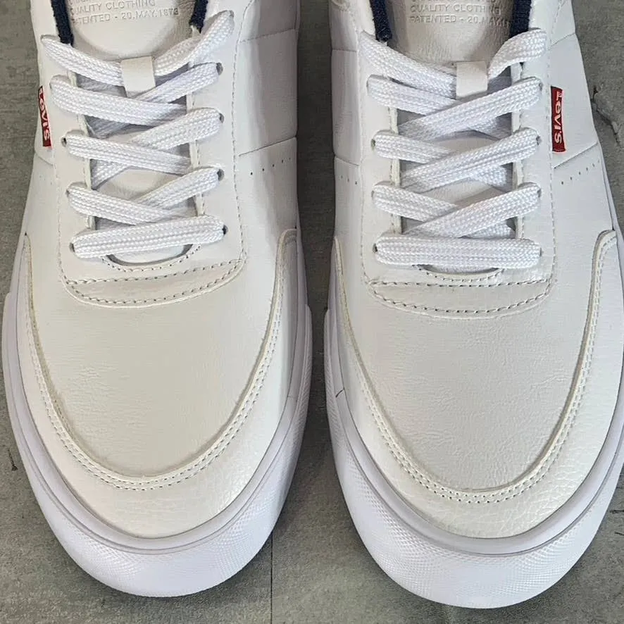 LEVI'S Men's White/Navy Munro NM Faux-Leather Retro Low-Top Lace-Up Sneaker SZ10
