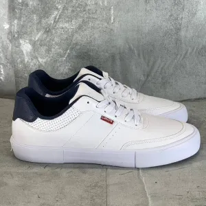 LEVI'S Men's White/Navy Munro NM Faux-Leather Retro Low-Top Lace-Up Sneaker SZ10