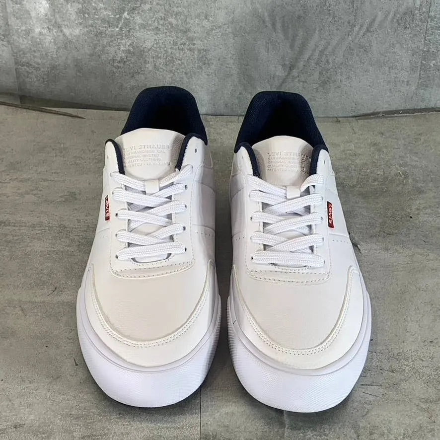 LEVI'S Men's White/Navy Munro NM Faux-Leather Retro Low-Top Lace-Up Sneaker SZ10