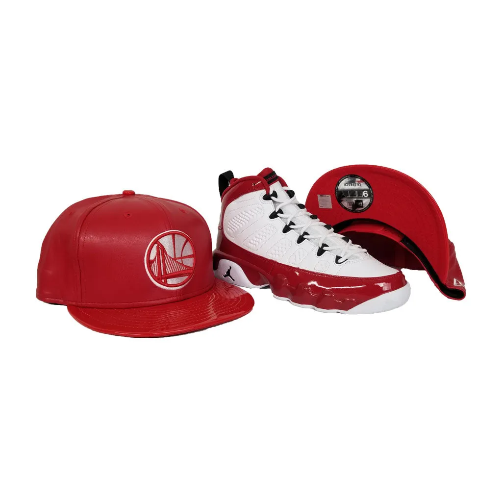 Matching New Era PU Leather Golden State Warriors Snapback Hat For Jordan 9 Gym Red