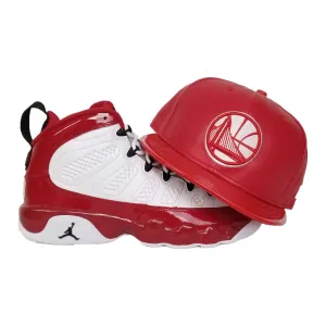 Matching New Era PU Leather Golden State Warriors Snapback Hat For Jordan 9 Gym Red