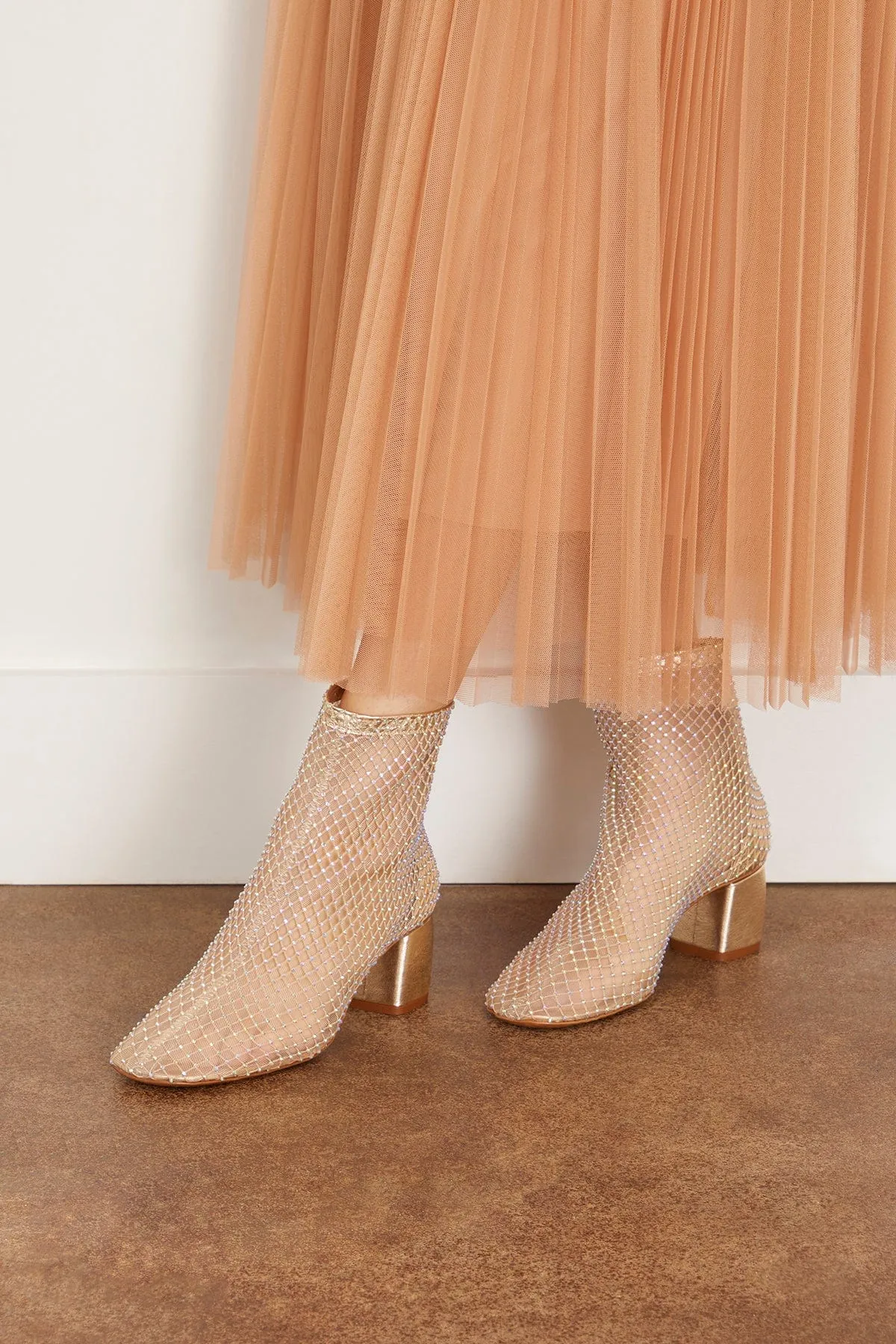 Mesh Ankle Boots in Nude