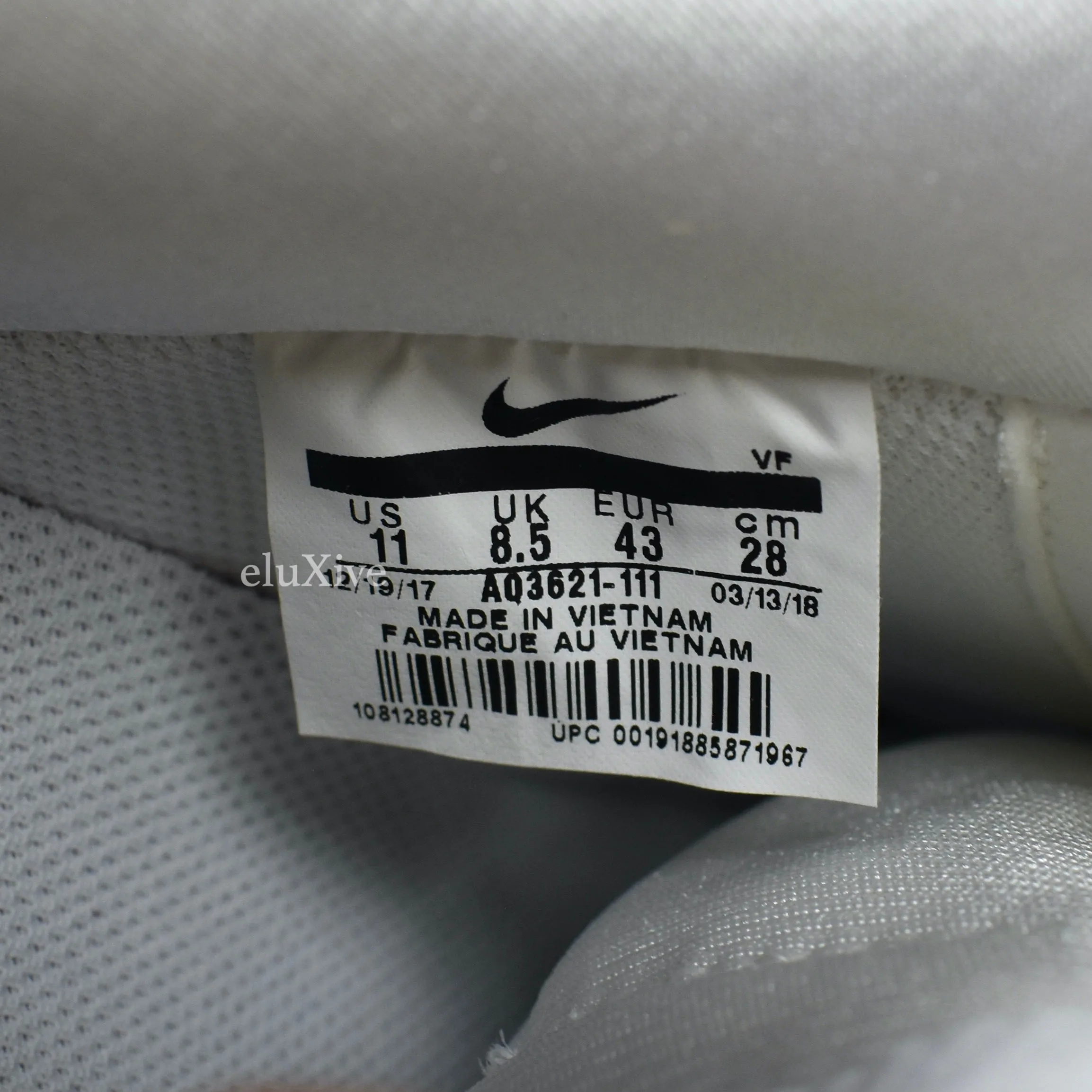 Nike - Air Force 1-100 Velcro Swoosh / Pebbled Leather (White)