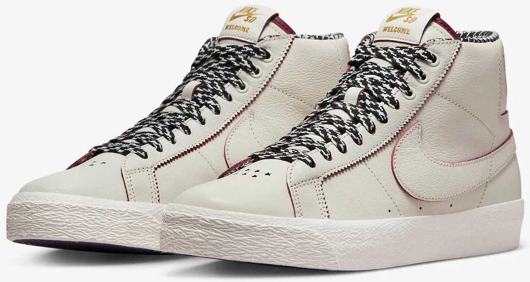 Nike SB - Blazer Mid QS Shoes | Sail White Dark Beetroot (Welcome Skateboarding)