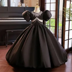 Noble and Elegant Puff Sleeve Girl's Dress High-end and Stylish Girl's Dress