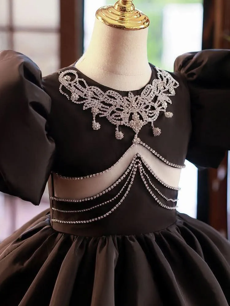 Noble and Elegant Puff Sleeve Girl's Dress High-end and Stylish Girl's Dress