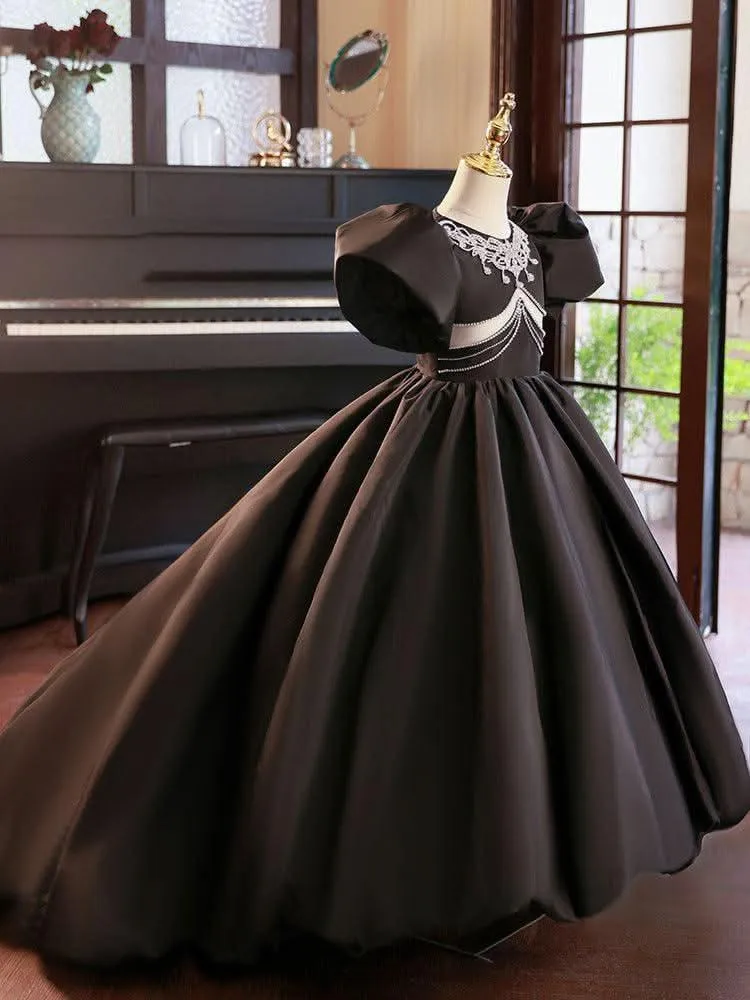Noble and Elegant Puff Sleeve Girl's Dress High-end and Stylish Girl's Dress