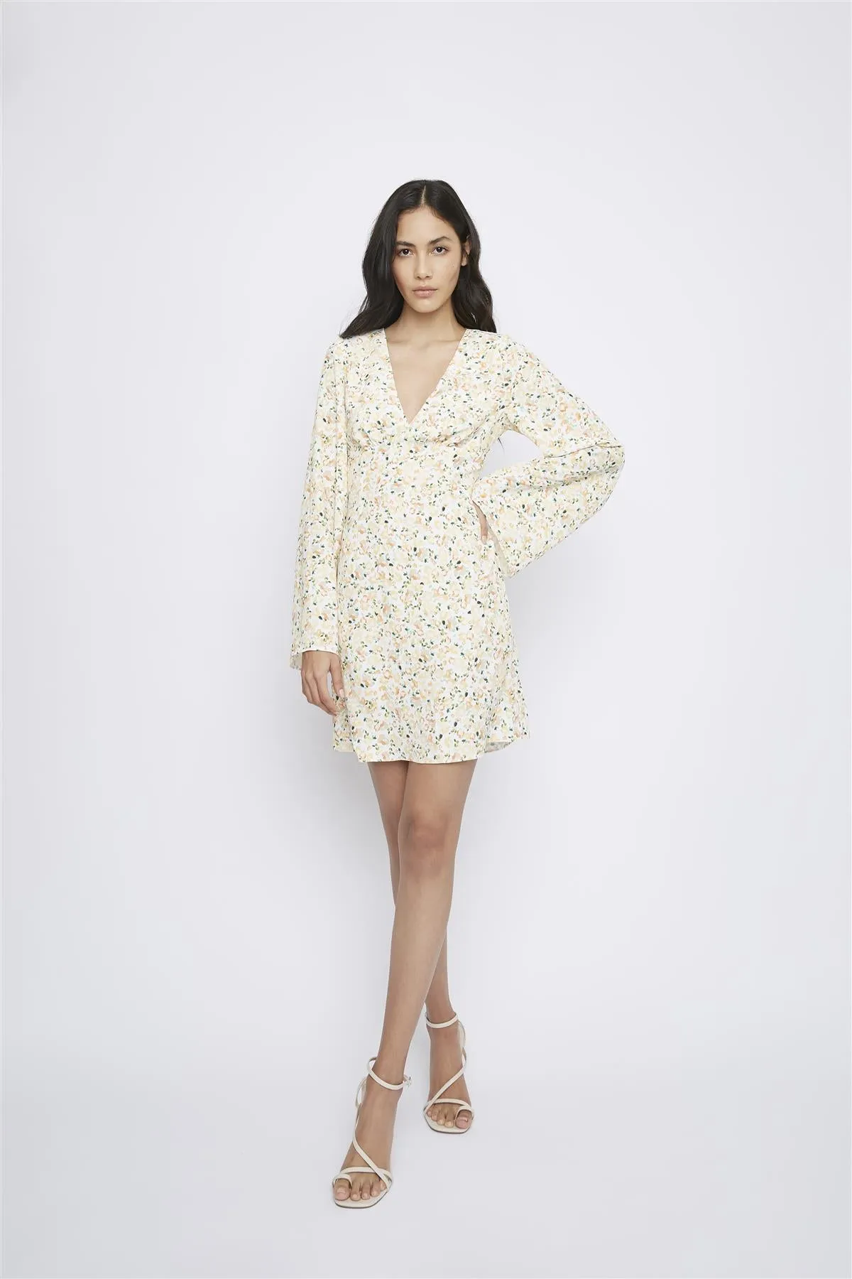 Orange Ditsy-Floral Mini-Dress