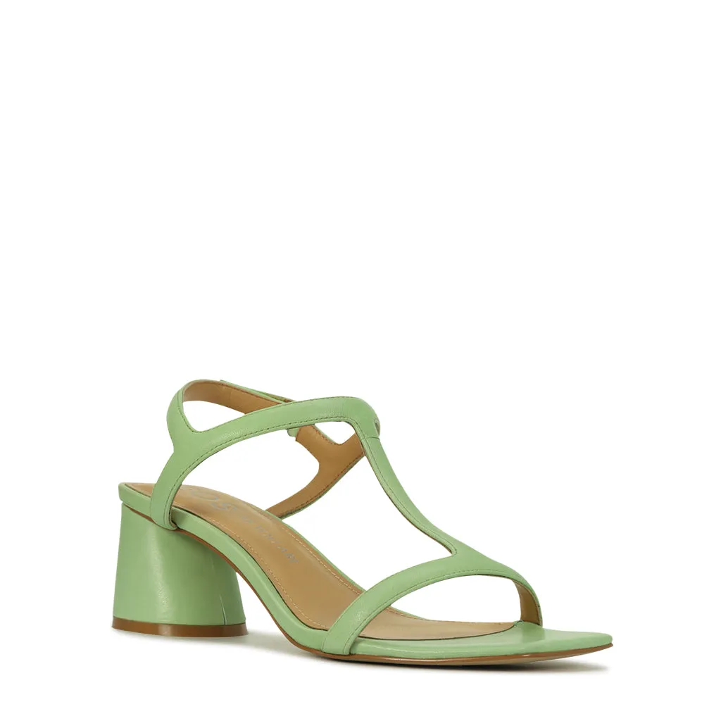 PETRAS LEATHER HEEL SANDALS