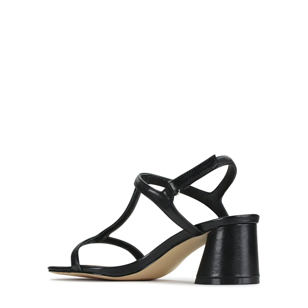 PETRAS LEATHER HEEL SANDALS