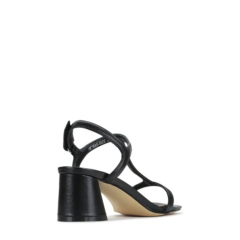 PETRAS LEATHER HEEL SANDALS