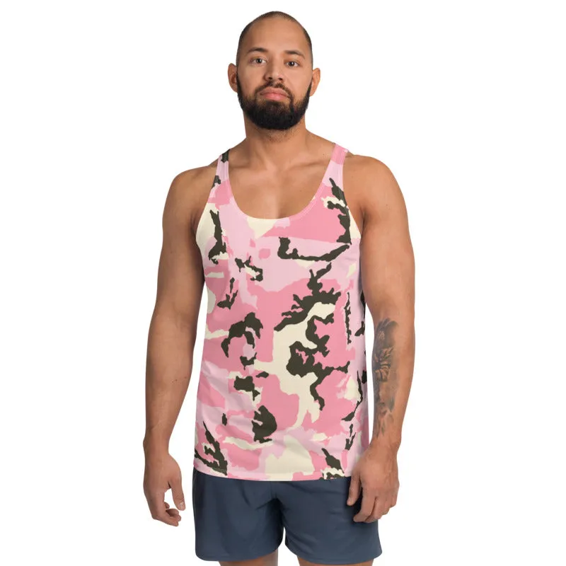 Pink Camo Unisex Tank Top, Camouflage Men's Sexy Tank Top For Men-Made in USA/EU