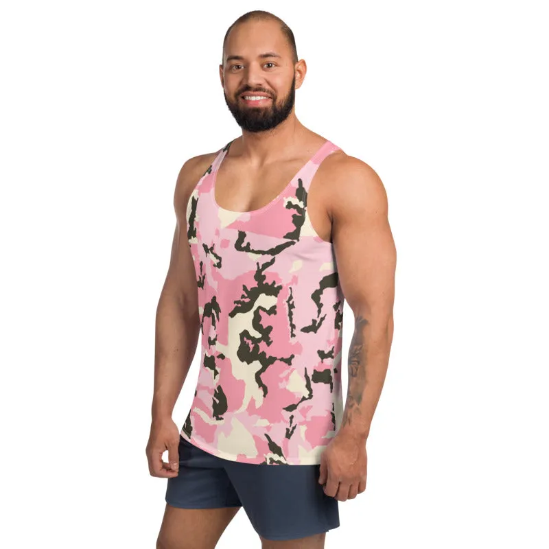 Pink Camo Unisex Tank Top, Camouflage Men's Sexy Tank Top For Men-Made in USA/EU