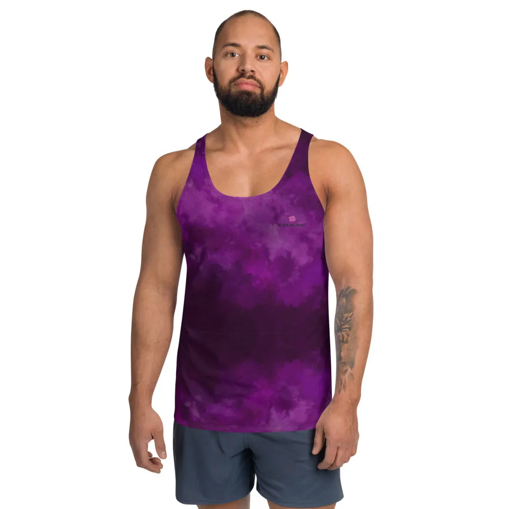 Purple Abstract Unisex Tank Top, Modern Premium Men's or Women's Designer Tanks-Made in USA/EU