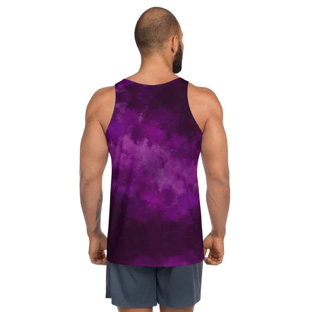Purple Abstract Unisex Tank Top, Modern Premium Men's or Women's Designer Tanks-Made in USA/EU