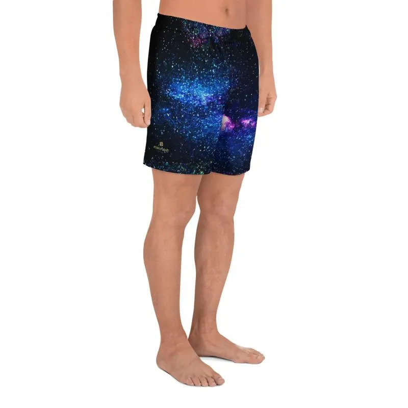 Purple Galaxy Men's Shorts, Cosmos Athletic Best Workout Best Long Shorts- Made in USA/ MX/ EU