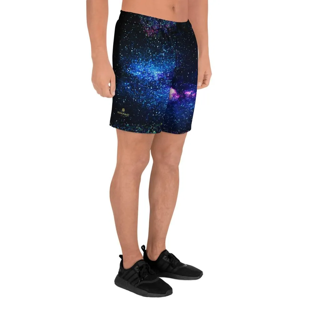 Purple Galaxy Men's Shorts, Cosmos Athletic Best Workout Best Long Shorts- Made in USA/ MX/ EU