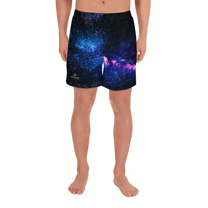 Purple Galaxy Men's Shorts, Cosmos Athletic Best Workout Best Long Shorts- Made in USA/ MX/ EU