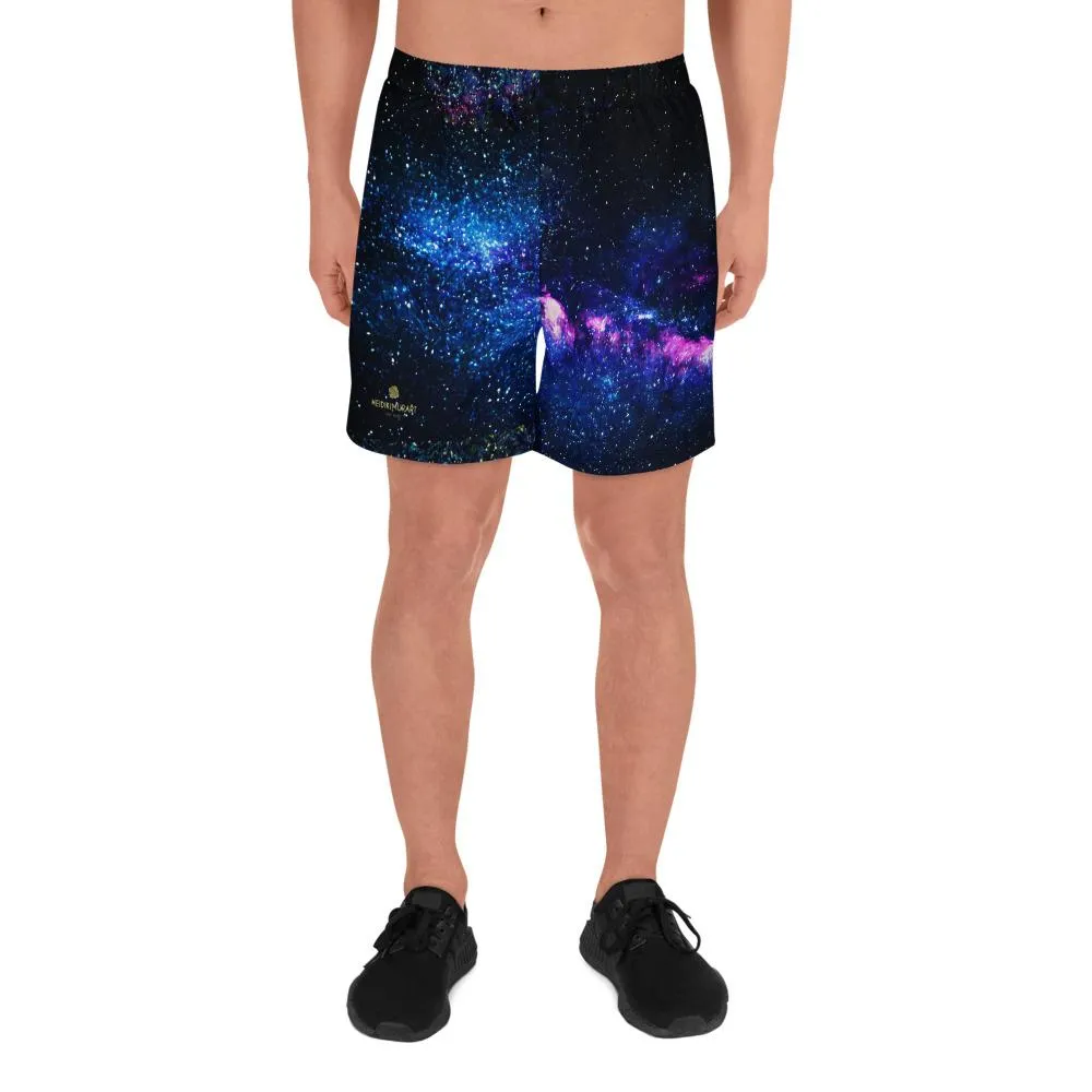 Purple Galaxy Men's Shorts, Cosmos Athletic Best Workout Best Long Shorts- Made in USA/ MX/ EU