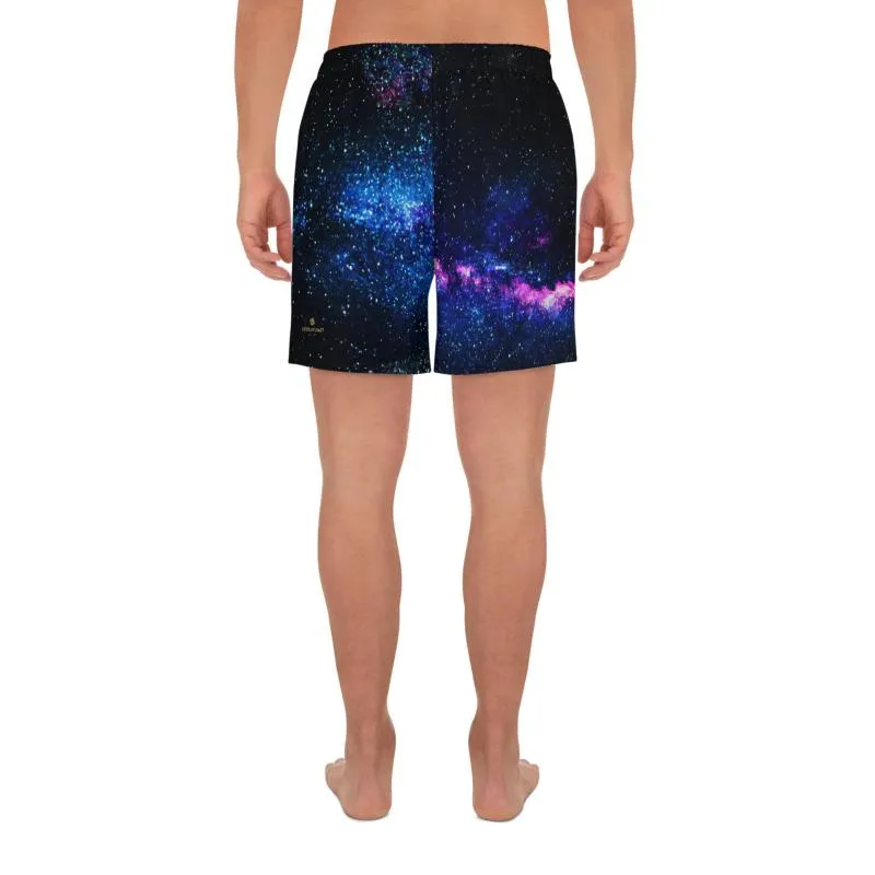 Purple Galaxy Men's Shorts, Cosmos Athletic Best Workout Best Long Shorts- Made in USA/ MX/ EU