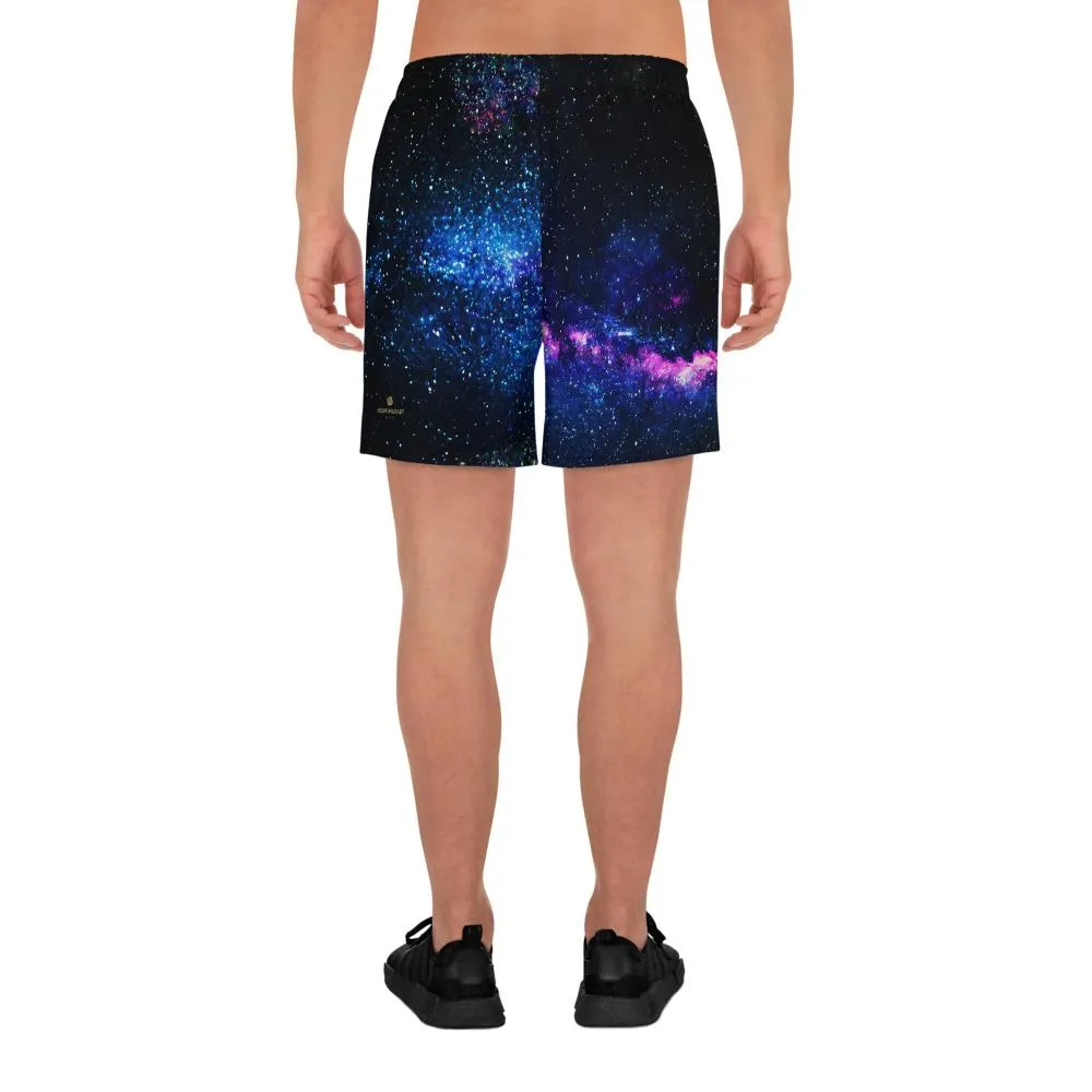 Purple Galaxy Men's Shorts, Cosmos Athletic Best Workout Best Long Shorts- Made in USA/ MX/ EU