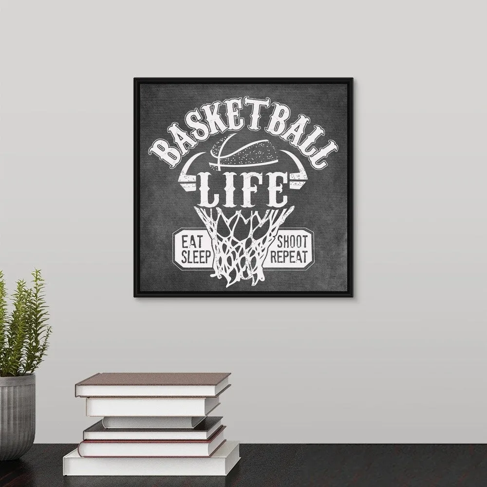 "Basketball Life" Black Float Frame Canvas Art