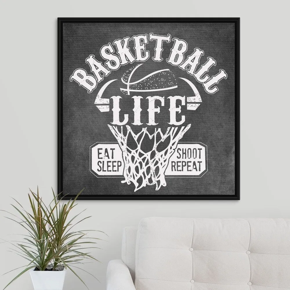 "Basketball Life" Black Float Frame Canvas Art