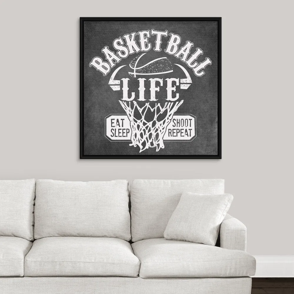 "Basketball Life" Black Float Frame Canvas Art