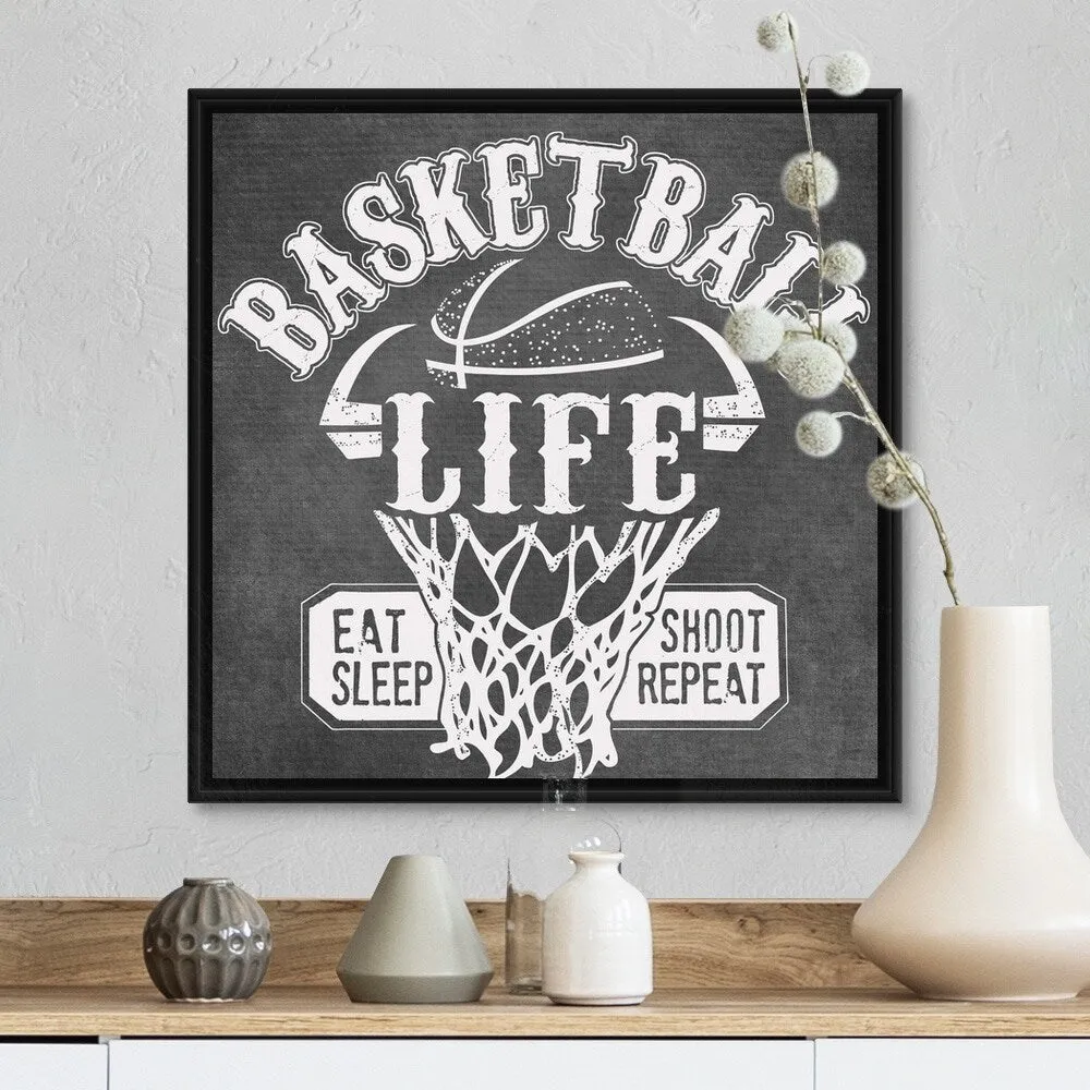 "Basketball Life" Black Float Frame Canvas Art