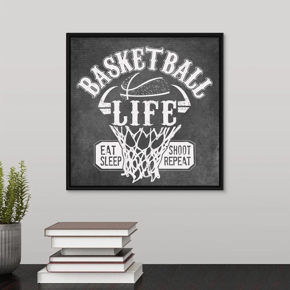 "Basketball Life" Black Float Frame Canvas Art