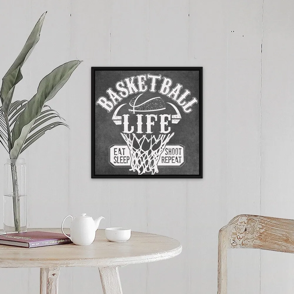 "Basketball Life" Black Float Frame Canvas Art