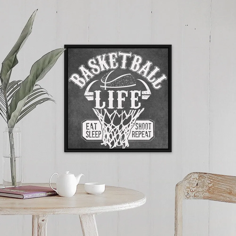 "Basketball Life" Black Float Frame Canvas Art