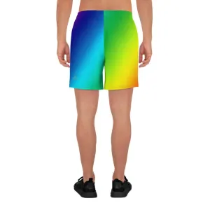 Rainbow Diagonal Men's Shorts, Ombre Print Men's Athletic Best Workout Long Shorts- Made in USA/ Mexico/ EU