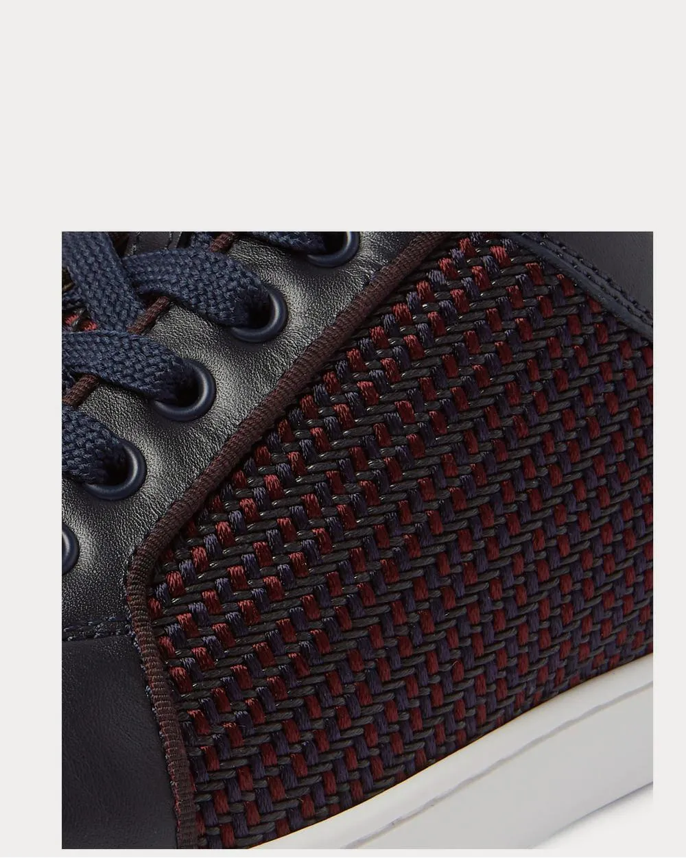 Rantulow Orlato Leather and Raffia  Navy low top sneakers