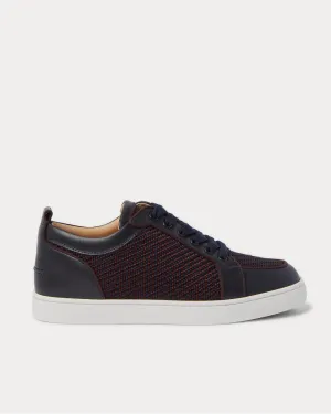Rantulow Orlato Leather and Raffia  Navy low top sneakers