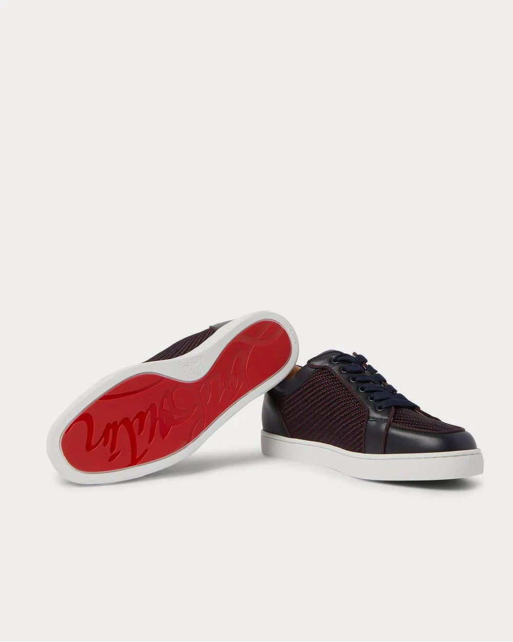 Rantulow Orlato Leather and Raffia  Navy low top sneakers