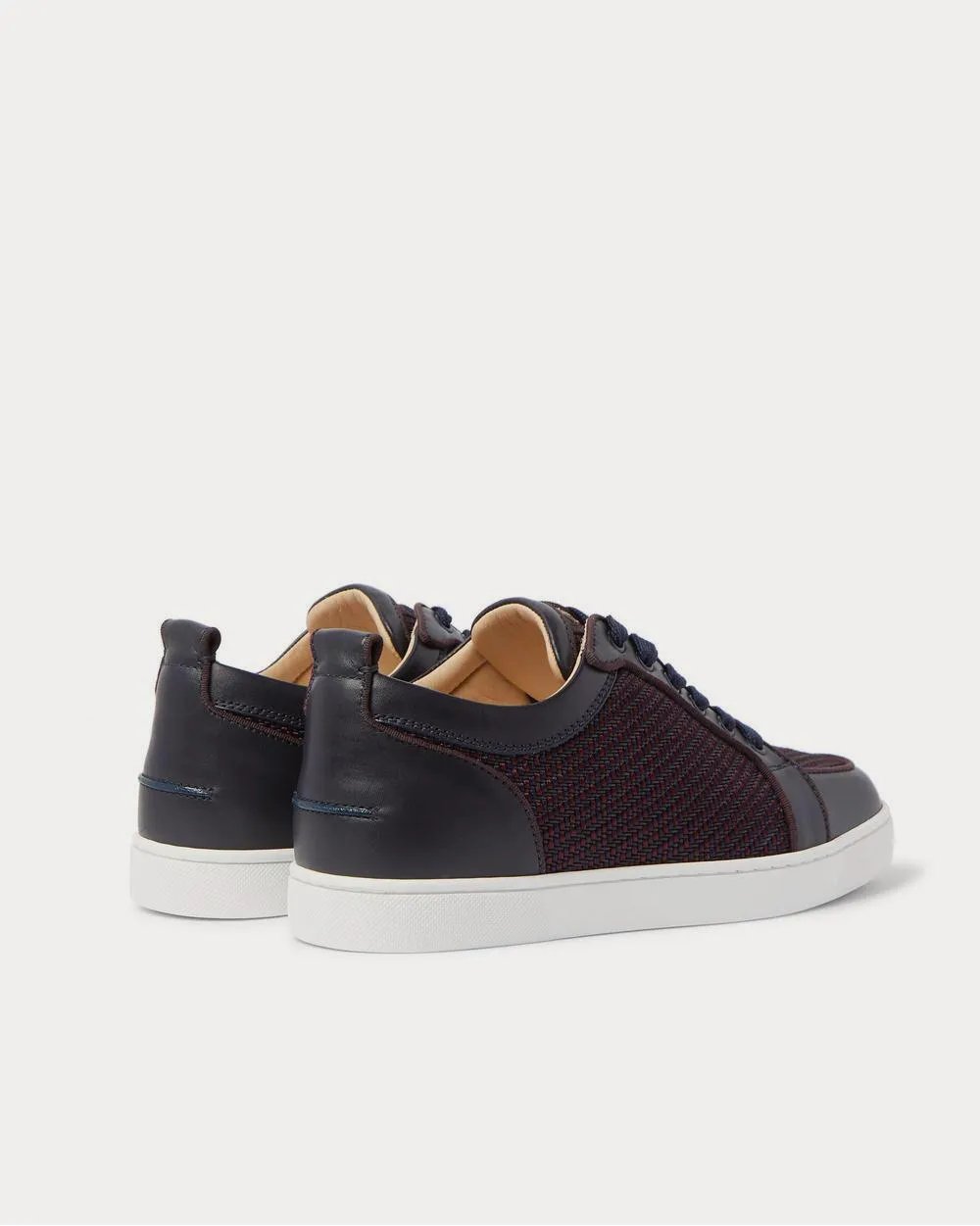 Rantulow Orlato Leather and Raffia  Navy low top sneakers