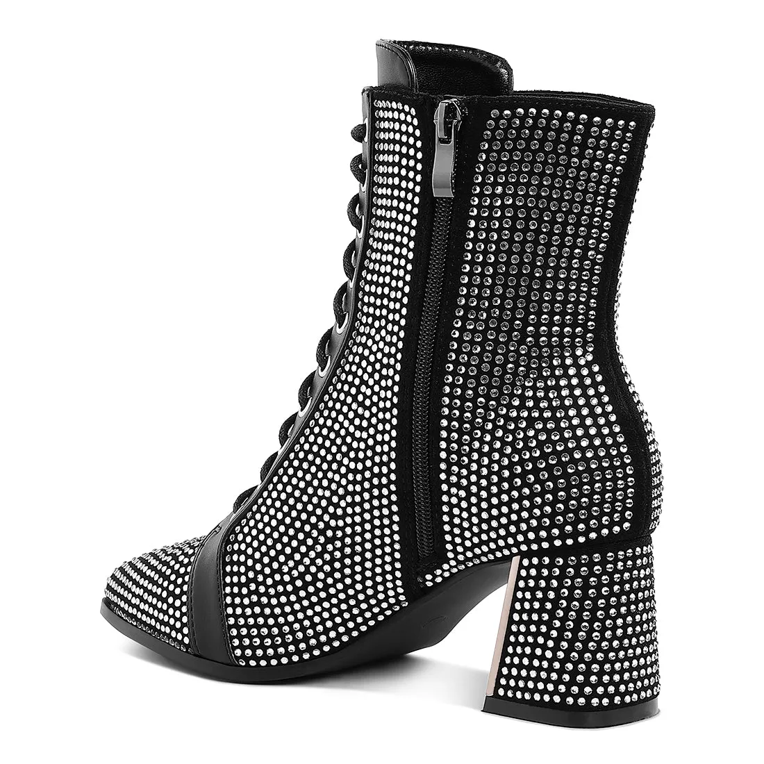 Rhinestone Embellished Ankle Boots