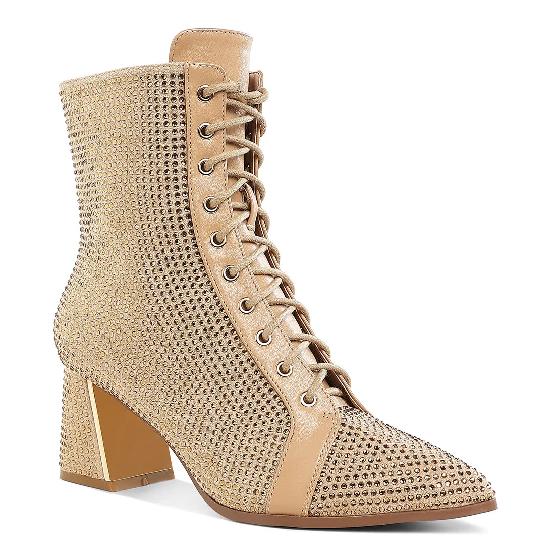 Rhinestone Embellished Ankle Boots