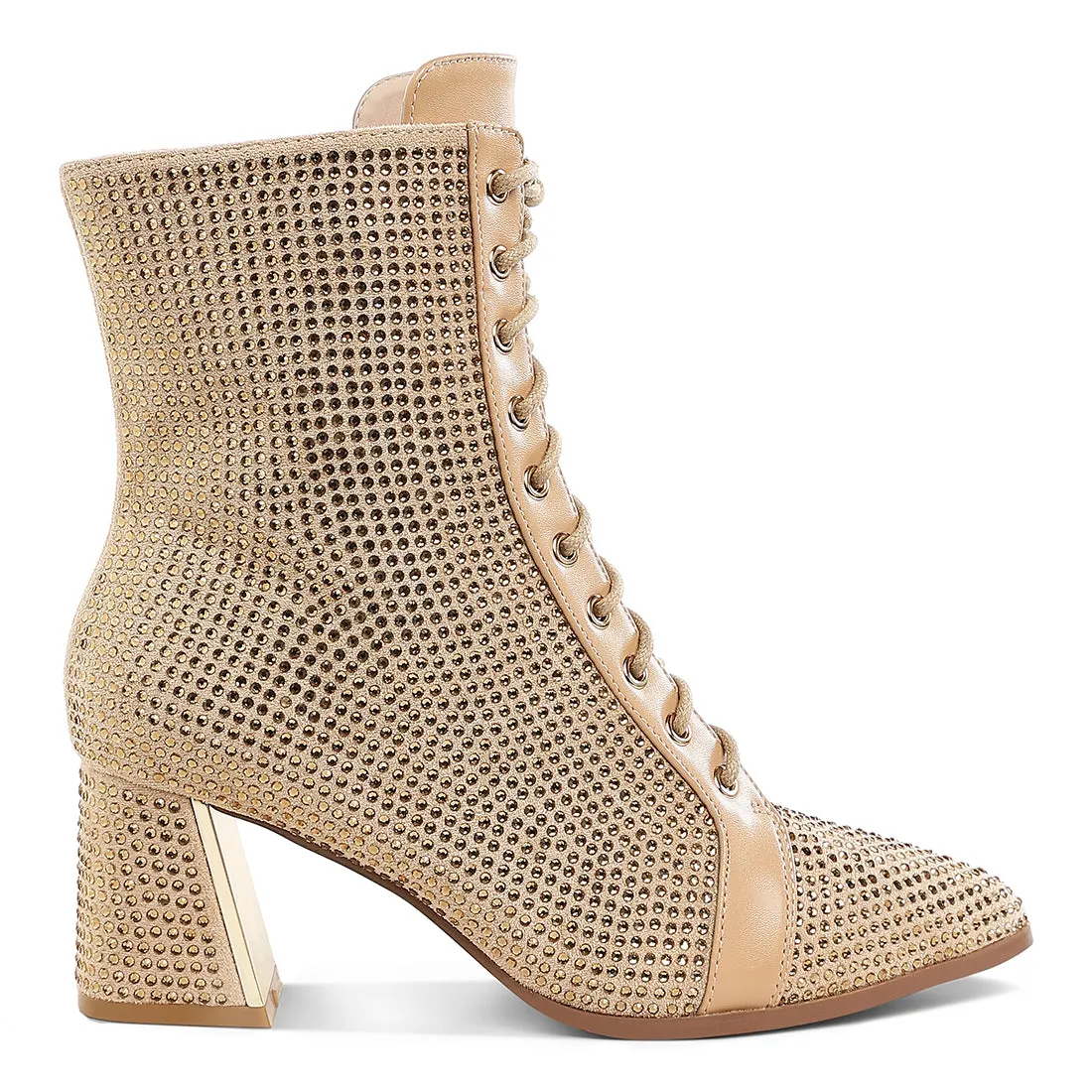 Rhinestone Embellished Ankle Boots